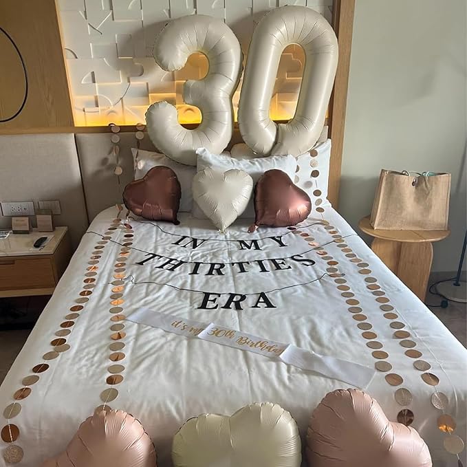 40 Inch Beige Number Balloon 3, Large Cream Number Foil Mylar Balloons for Birthday Party Celebration Decorations Supplies, Digital Balloons for Wedding Anniversary Events Decorations
