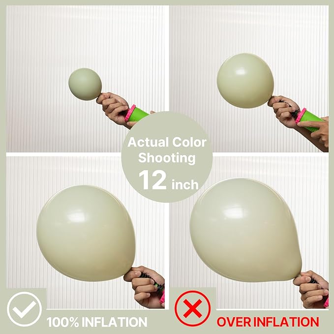 PartyWoo Sage Green Balloons 155pcs Different Sizes of 18 12 10 5 Inch Dusty Boho Green Latex Balloon Arch Kit for Wedding Birthday Dinosaur Jungle Golf Football Theme Party Decorations Green-F32