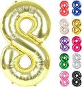 Champagne Gold Number 8 Balloon 40 Inch, White Gold 8 Balloon Number, 8th Birthday Decorations, Light Gold Party Supplies for Boys Girls