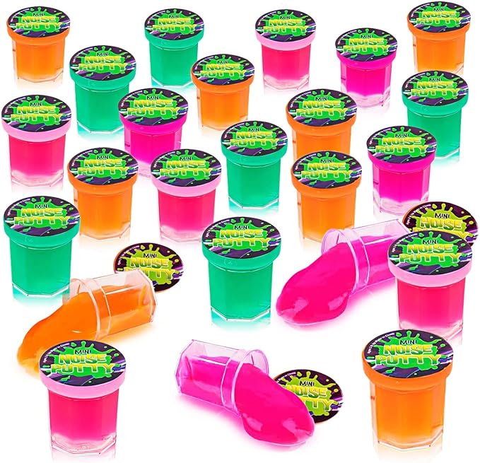ArtCreativity Mini Noise Putty for Kids - Bulk Pack of 48 Slime - Assorted Vibrant Colors, Birthday Party Favors, Goodie Bag Stuffers, Piñata Filler, Funny Prank Toy, for Boys and Girls