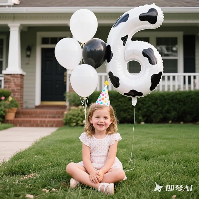 40 Inch Cow Print Balloon Number 6 Balloon,6 Foil Mylar Helium Large Digital Balloon Cow Print Birthday Numbers Jumbo Balloons 16th or 61st Anniversary Party Decorations Supplies
