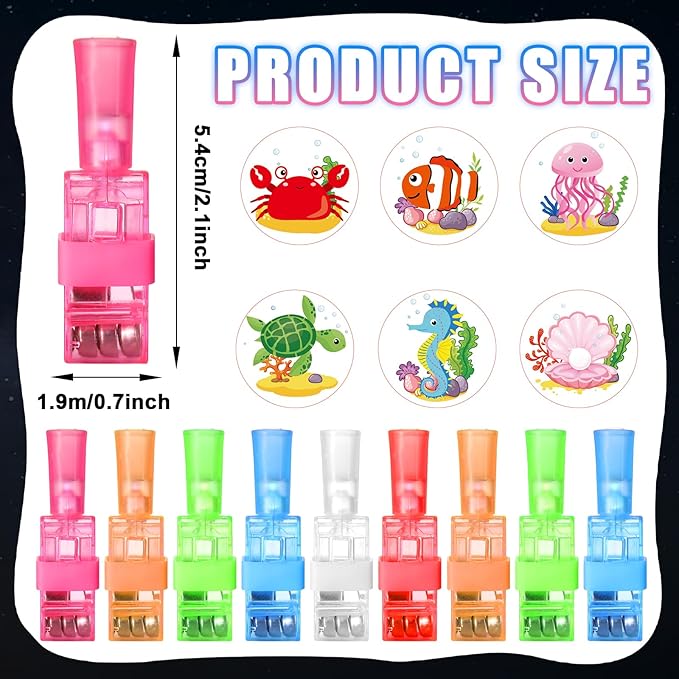 36 PCS Under the Sea Party Favors Ocean Birthday LED Light Up Finger Lights Glow in the Dark Sea Animal Party Finger Flashlights Bulk for Goodie Treat Bags Stuffers Tropic Fish Beach Party Supplies