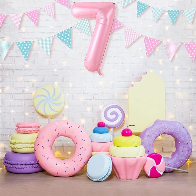 Number 7 Balloon 40 Inch Pink Number Balloon Foil Mylar Alphabet Balloon for Birthday Wedding Baby Shower Party Large Number Balloon
