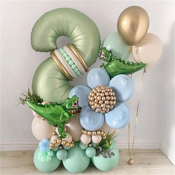 50th Birthday Balloons Sage Green for Women, 40 Inch Giant Olive Green Foil Number 50 Balloons Self Inflating, Green Digit 5 & 0 Helium Balloons for 50th Anniversary Jungle Party Decorations Supplies
