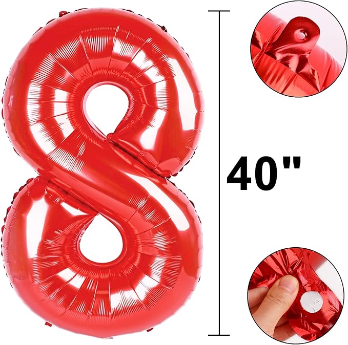 40 Inch Red Number 28 Digital Balloon,Jumbo Mylar Foil Helium Balloon for 28 Balloons for Birthday Party,Wedding Anniversary Party Decorations
