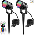Outdoor Spotlights RGBW Led Lights, 12W Color Changing Landscape Lighting for Garden House Tree, 120V Waterproof Outdoor Spot Lights for Yard with Remote Control (2 Pack)