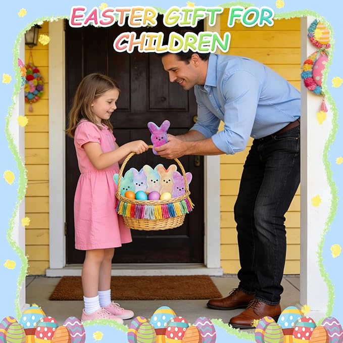 vizethru 6 Pcs Easter Bunny Plush Toys,Easter Basket Stuffers Toys for Kids,Bunny Stuffed Animals, Easter Party Favors Gift Toys for Kids