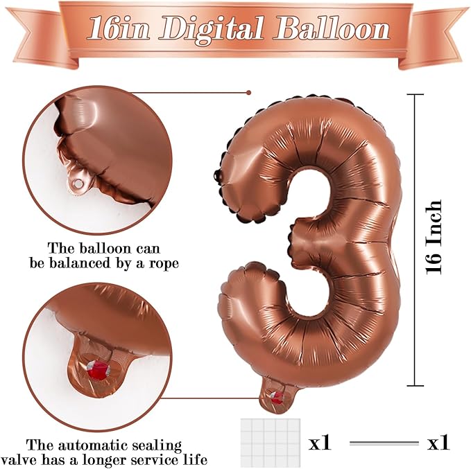 TONIFUL Balloons 16 Inch Chocalate 0-9 Number Mylar Foil Balloons 10 Pcs Custom digitalal Balloons for 2026 New Year Eve Birthday Party Engagement Graduations Anniversary Baby Shower