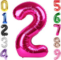 40 Inch Hot Pink Number 2 Balloon, Giant 2 Number Balloons for 2nd Birthday Decorations, Party Supplies for Baby Boy Girl, Hot Pink Party Decor