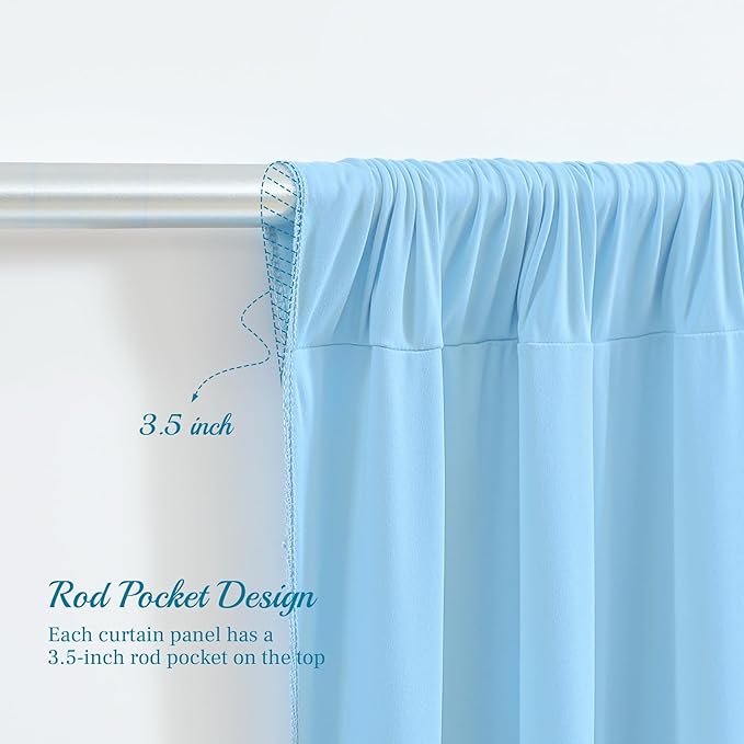 8x10FT Baby Blue Backdrop Curtains for Wedding Parties, Wrinkle Free Polyester Photography Backdrop Drapes for Baby Bridal Shower Birthday Parties Stage Background Stand Decorations 4x10ft,2 Panels