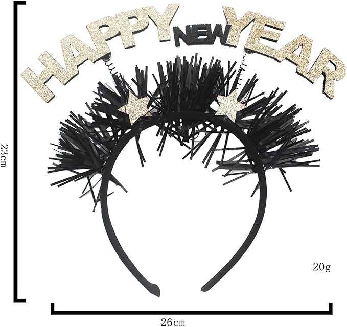 BinaryABC Happy New Year Headband Tiara,New Year Eve Hair Accessories,2026 New Years Party Favors Supplies
