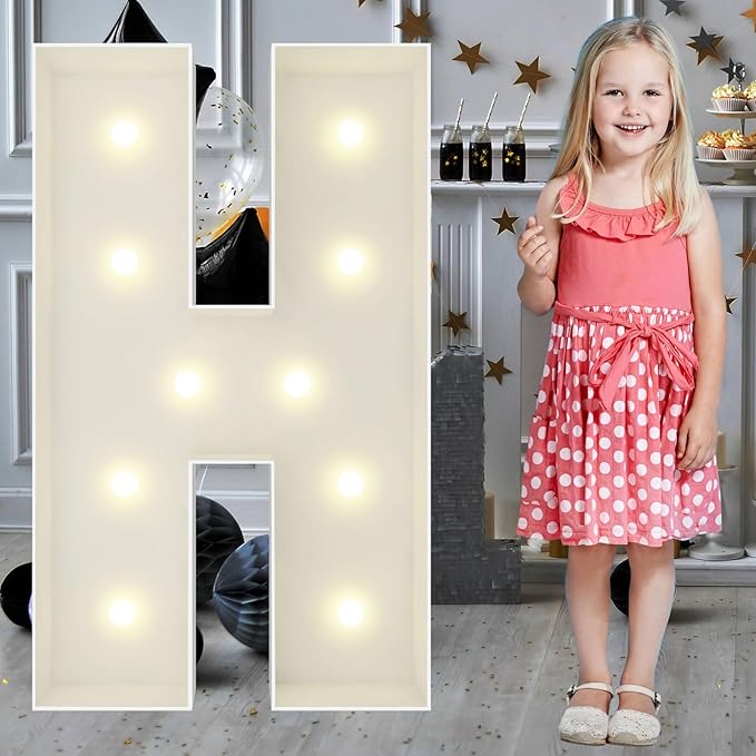3FT Marquee Light Up Letters H, Big Marquee Letter for Baby Shower Birthday Engagement Wedding Marry Me Party Decor