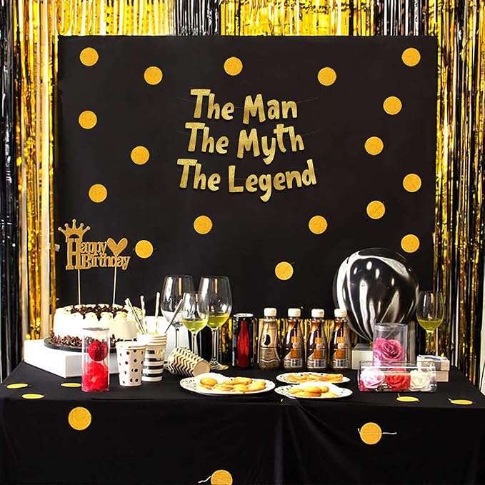 Pre-Strung The Man The Myth The Legend Gold Glitter Banner - Retirement Decorations for Men and Women - Retirement Party Supplies and Gifts