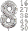 40 inch Silver Number Balloon Giant Foil Helium Balloons Silver Number 8 Balloon for 8th Birthday Party Anniversary Decorations Supplies
