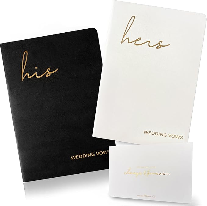 Vow Books His and Hers, Wedding Vow Books with Soft Touch Gold Foil Engraving, Wedding Essentials, Wedding Accessories