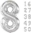 40 Inch Silver 8 Number Balloons Jumbo Mylar Foil Helium Balloon for 18 28 38 Birthday Digital Silver 80th Birthday Anniversary Party Decorations Supplies