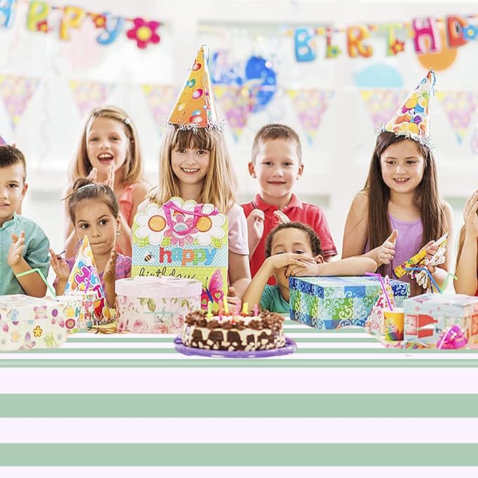 Kesfey 3 Packs Sage Green and White Vertical Striped Table Cloth 54 x 108 Inches Sage Green Stripe Table Cover Disposable Plastic Sage Green Tablecloths Waterproof Picnic Tablecover for Baby Shower