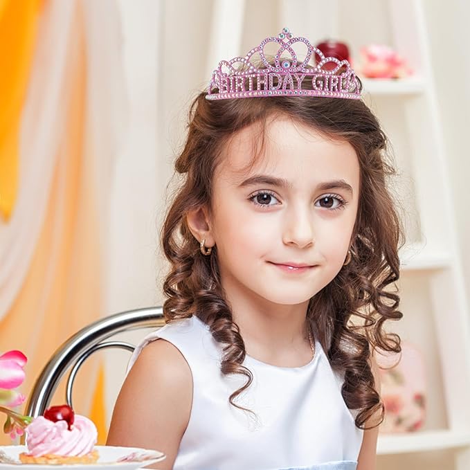 Chanaco Birthday Crown for Women, Birthday Sash and Crowns for Girls, Glitter Tiara and Sashes Kit, Rhinestone Hair Accessories “BIRTHDAY GIRL” Sash for Party Favors