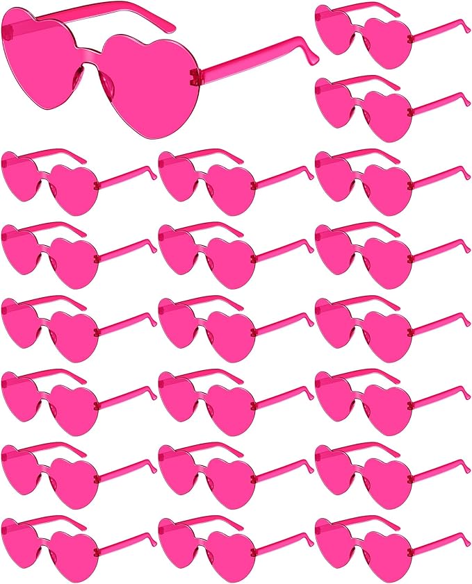 Frienda 20 Pairs Heart Shaped Sunglasses Rimless Candy Color Glasses for Women Men Party Favor