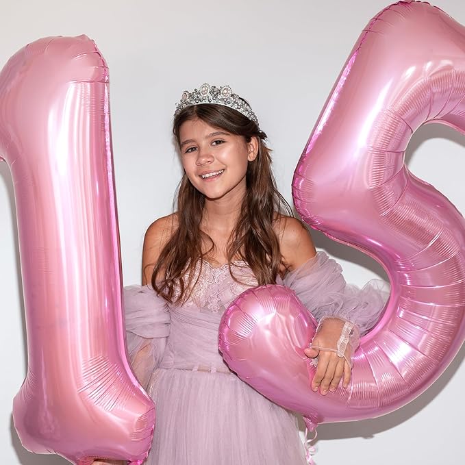 Smlpuame Pastel Pink 10 Balloons, 40 Inch Large Light Pink Foil Number Balloons 0-10, Self-Sealing 10th Birthday Balloon for Girls Women Anniversary Baby Shower Princess Party Decorations Supplies