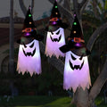 Halloween Decorations Outdoor 3Pcs Large Size Hanging Lighted Glowing Ghost Witch Hat Decor with Lights String for Party Indoor Outside Ornaments and Yard Tree Garden