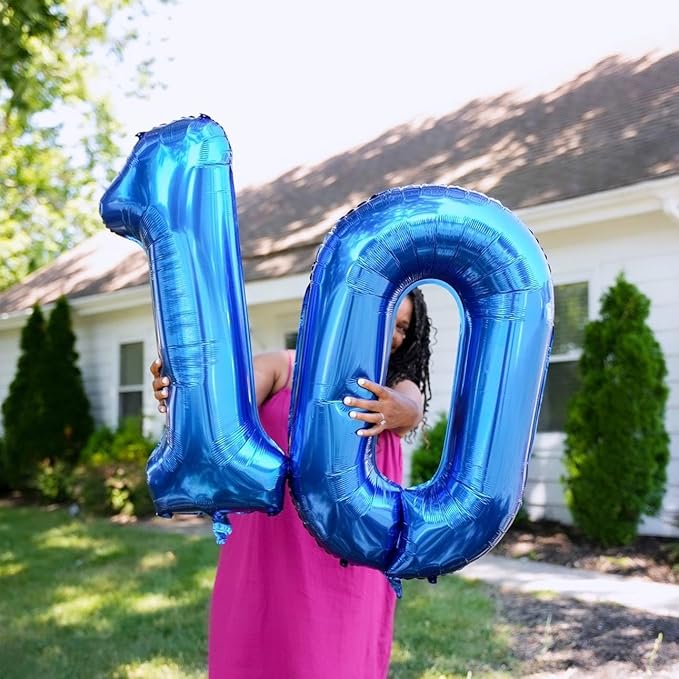 Navy Blue Number Balloon 40 Inch, 0 Number Balloons, 10 20 30 40 50 Numbers Balloon Birthday Decorations, Blue Party Supplies for Boy Men
