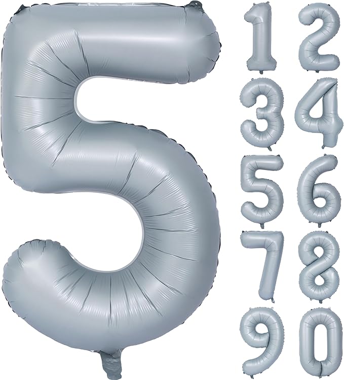 40 In Matte gray Number Balloons Helium Foil Mylar Balloon Birthday Party banquet Decoration 5