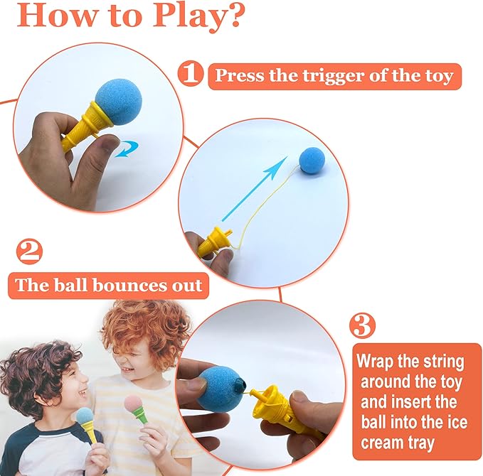 24 Pcs 4inch Ice Cream Foam Ball Launcher,Mini Ice Cream Cone Shooter Toys for Kids,Children,Carnival Prize,Party Favors