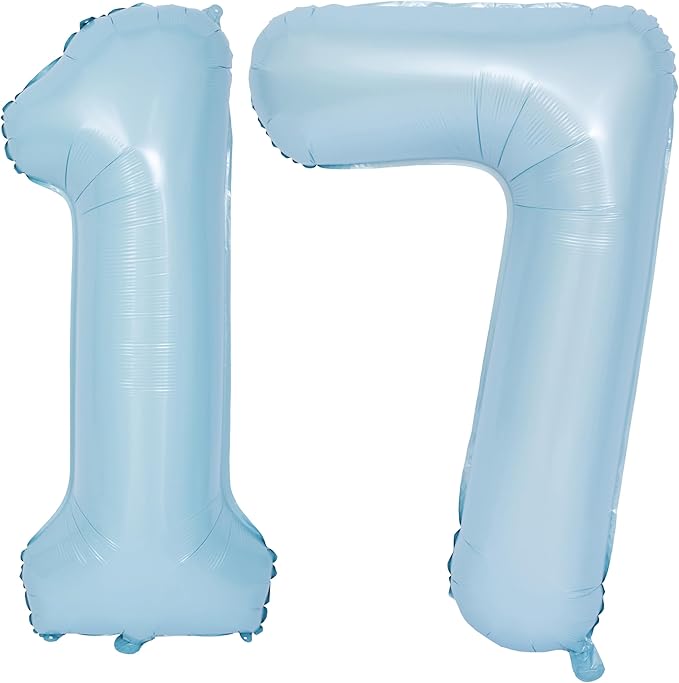 40 In Matte Blue Number Balloons Helium Foil Mylar Balloon Birthday Party banquet Decoration Digital 17