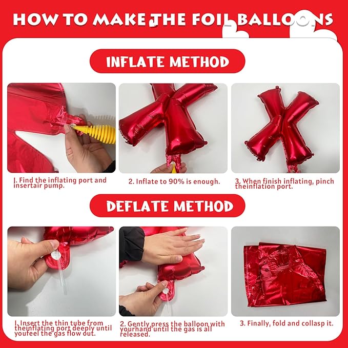 YQUQWN 10 PCS Valentine's Day Balloon Set Includes XOXO Letter Heart BalloonsValentines Day Party Decorations Galentines Events Proposal Setups Wedding Backdrops