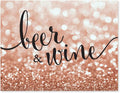 Andaz Press Wedding Party Signs, Glitzy Rose Gold Glitter, 8.5x11-inch, Beer & Wine Bar Sign, 1-Pack, Bokeh Colored Party Supplies