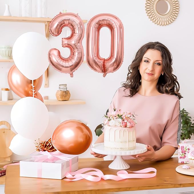 Number Balloons 16 Inch Rosegold 0-9 Number Foil Balloons 14 Pcs Custom Digital Balloons for Party Decorations New Years Eve Party Birthday Graduations Anniversary Baby Shower