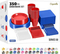 350 Pcs Patriotic Plastic Plates For Party, Patriotic Disposable Plates Set, 50 Of Each 9" Dinner Plate Set, 7" Dessert Plate, Cups, Napkins & Cutlery Plastic Dinnerware Set Exquisite