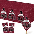 QZYL 2 PCS Graduation Decorations 2026, 108" X 54" Maroon Graduation Table Cloths, Rectangle Table Cloths for Class of 2026 Congrats Grad, Disposable Plastic Tablecover for Grad Decor Party Supplies
