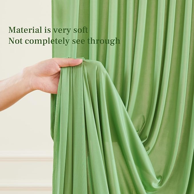 8x10FT Sage Green Backdrop Curtains for Wedding Parties, Wrinkle Free Polyester Photography Backdrop Drapes for Wedding Baby Shower Birthday Parties Stage Background Stand Decorations 4x10ft,2 Panels