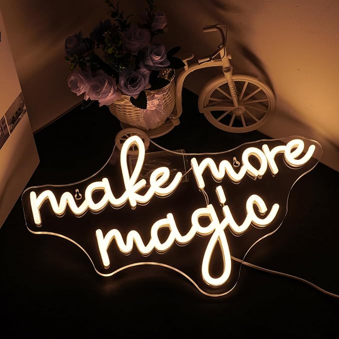 Lucunstar Make More Magic Neon Sign for Wall Decor Neon Lignt Sign Neon Signs for Classroom USB Connectivity Adjustable Brightness Neon Sign for Home Wall Decor Bedroom Classroom