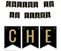 Andaz Press Faux Gold Glitter on Black Birthday Party Banner Decorations, Cheers to 50 Years, Approx 5-Feet, 1-Set, 50th Birthday Milestone Colored Hanging Pennant Decor
