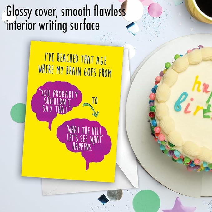 NobleWorks - Funny Happy Birthday Card with Envelope - Congrats Greeting Card for Senior Citizens, Birthday Fun - Brain Change C3230BDG