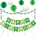 Green Birthday Decorations, Green and White Happy Birthday Banner, Happy Birthday Decorations for Women Men Girls Boys