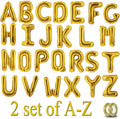 52 Pcs Gold Letter Balloons Foil Alphabet A to Z Balloons Personalized Phrase Banner for Birthday Shower Wedding Party Supplies Custom Balloon Decor 16 Inch