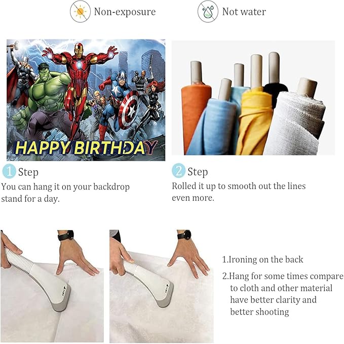 Avengers Birthday Banner, Party Decorations Background for Children - Happy Birthday Banner Party Supplies - Indoor/Outdoor Wall Decor - 5x3ft