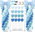 Kasyat Dusty Blue Bow Balloon Column Stand Kit Retro Baby Blue Balloon Arch Garland Kit Bow Decor for Boy Baby Bridal Shower Birthday Wedding Party Coquette Decorations