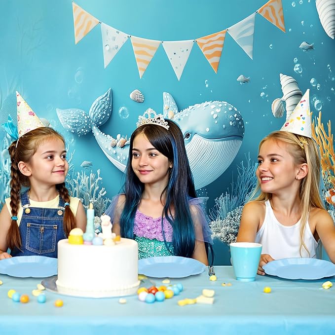 175 Pcs Light Blue Plates and Napkins Set, 25 Guest Blue Supplies Include Scalloped Easter Plates Napkin Cup Forks Knives Disposable Plastic Cutlery for Wedding Boy Baby Shower Birthday Banquet