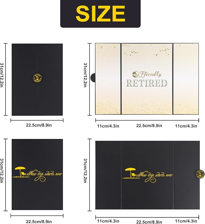 Retirement Party Decorations Large Retird Card Signing Black Gold Happy Retirement Guest Book Creative retirement Card for Men Women