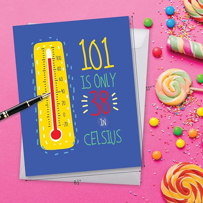NobleWorks - Extra Large Funny 101th Milestone Birthday Greeting Card 8.5 x 11 Inch with Envelope (1 Pack) Large Jumbo 101 In Celsius J2759MBG