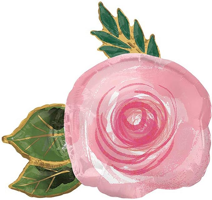 Bright Pink Rose Flower 30" Foil Party Balloon by Anagram