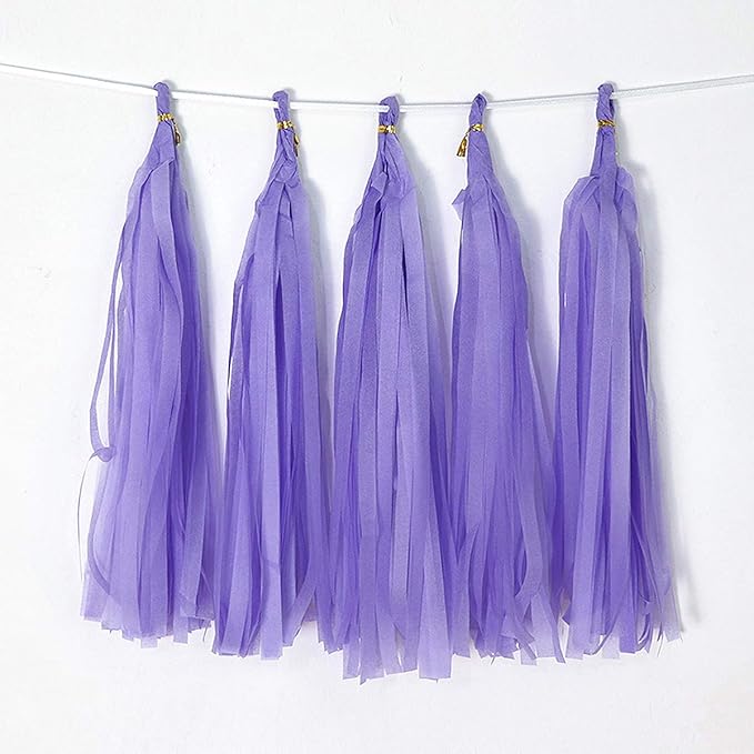 9.8in Purple Tissue Paper Tassel DIY Hanging paper decorations Party Garland Decor for Party Decorations Wedding,Festival,Baby Shower Decoration 20PCS (Light purple 25CM)