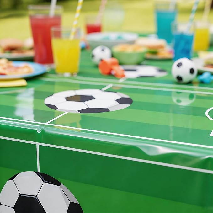 OHOME Soccer Party Decorations - 2 PCS Soccer Tablecloth | Soccer Birthday Party Decorations Table Covers - Soccer Party Favors Accessories Supplies for Indoor Outdoor Decor