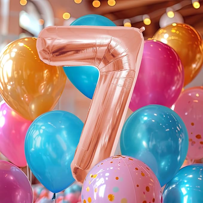 40 Inch Large Rose Gold Number Celebration and Decoration Balloon for Birthday Parties, Graduations, Anniversaries, Weddings, Photo Shoots, Special Events (Rose Gold Number 7)