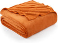 Hansleep Fleece Orange Throw XL Blanket, Super Soft Flannel Fuzzy Plush Cozy Blanket for All Seasons, Orange, Throw XL 50x70 Inches